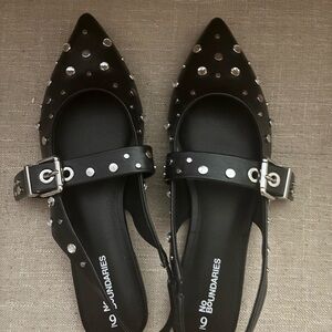 No Boundaries Black and Silver Studded Flats
